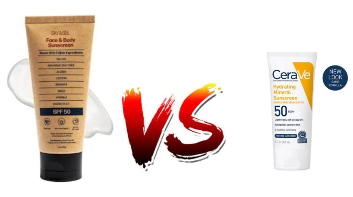 Sky&Sol Mineral Sunscreen SPF 50 Vs. CeraVe Hydrating Mineral Sunscreen SPF 50 Face & Body - Sky and Sol