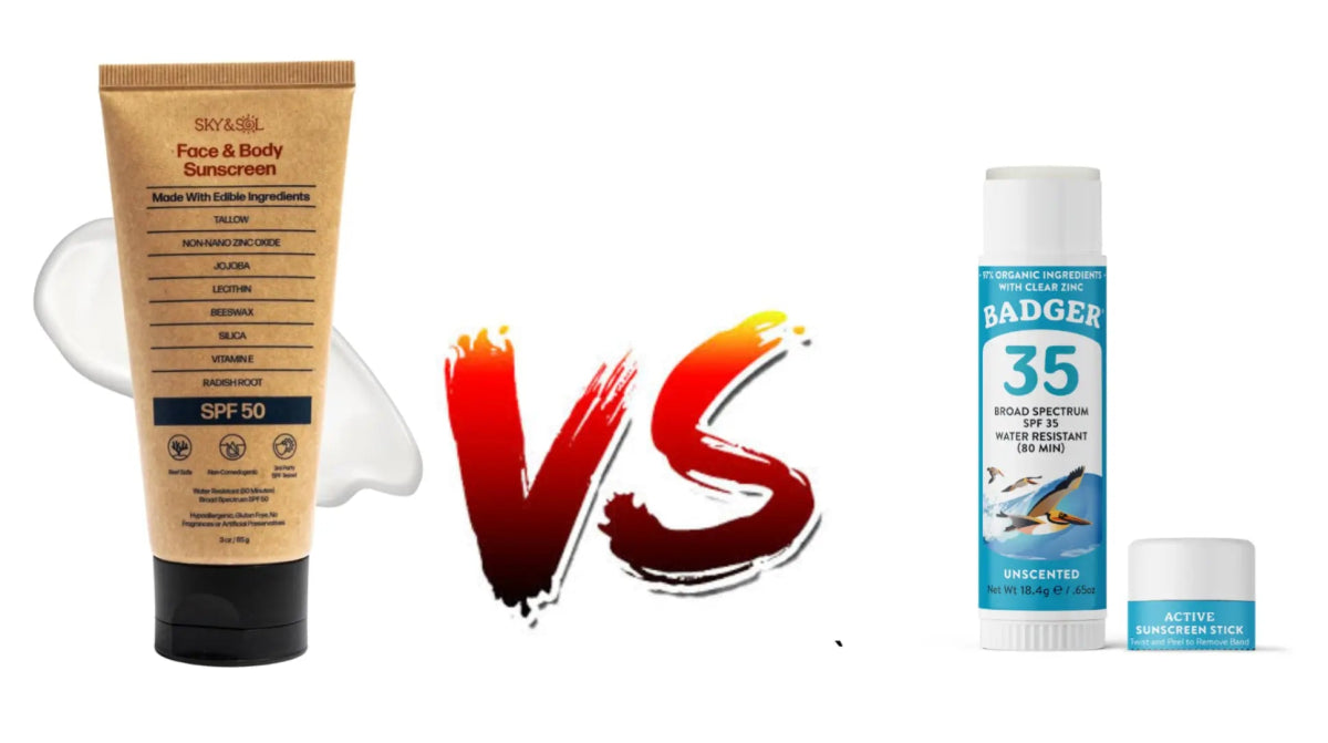SPF 50 Sunscreen vs. SPF 35 Stick: Sky&Sol & Badger Compared - Sky and Sol
