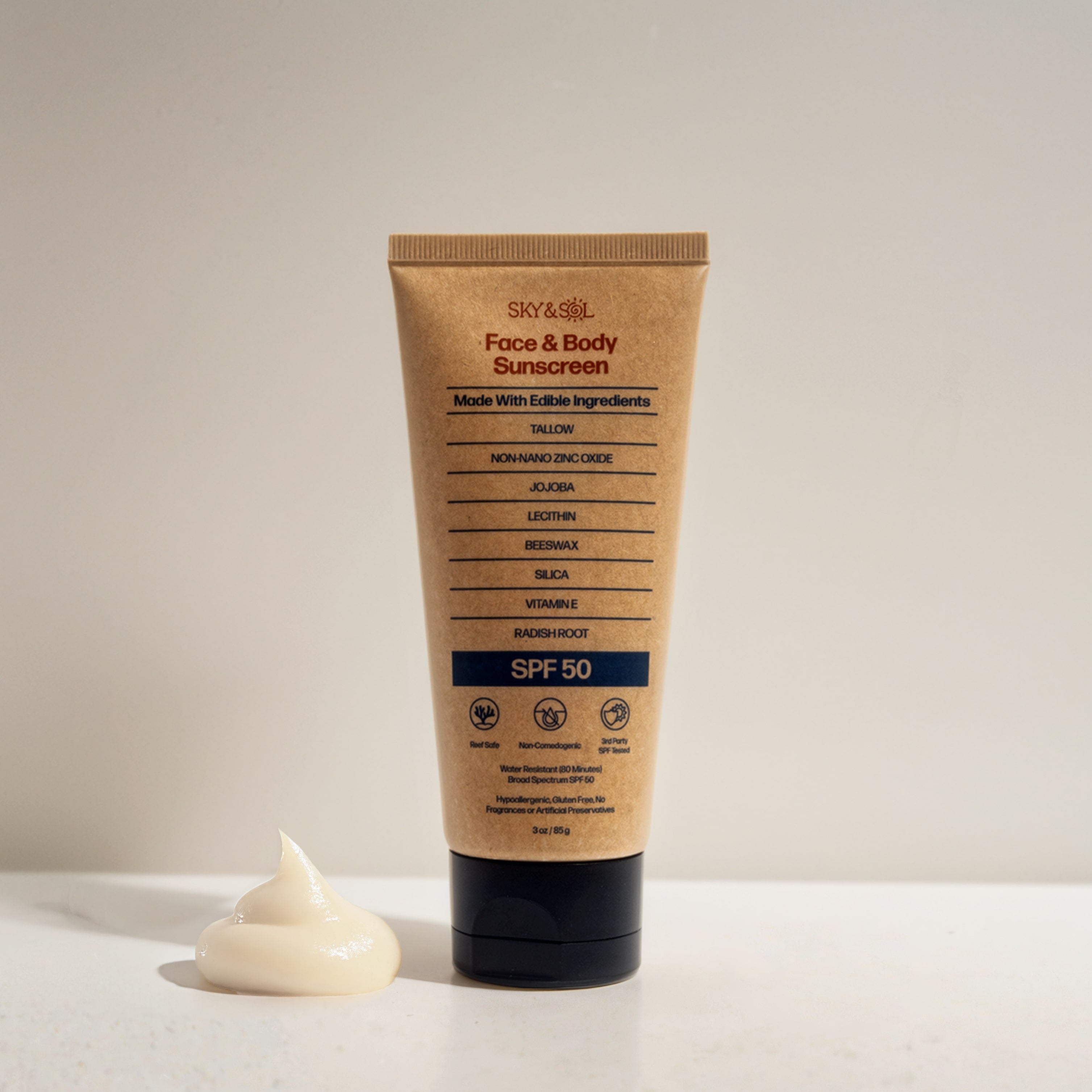 Sky and Sol Sunscreen SPF 50 AllNatural, EdibleGrade Skincare