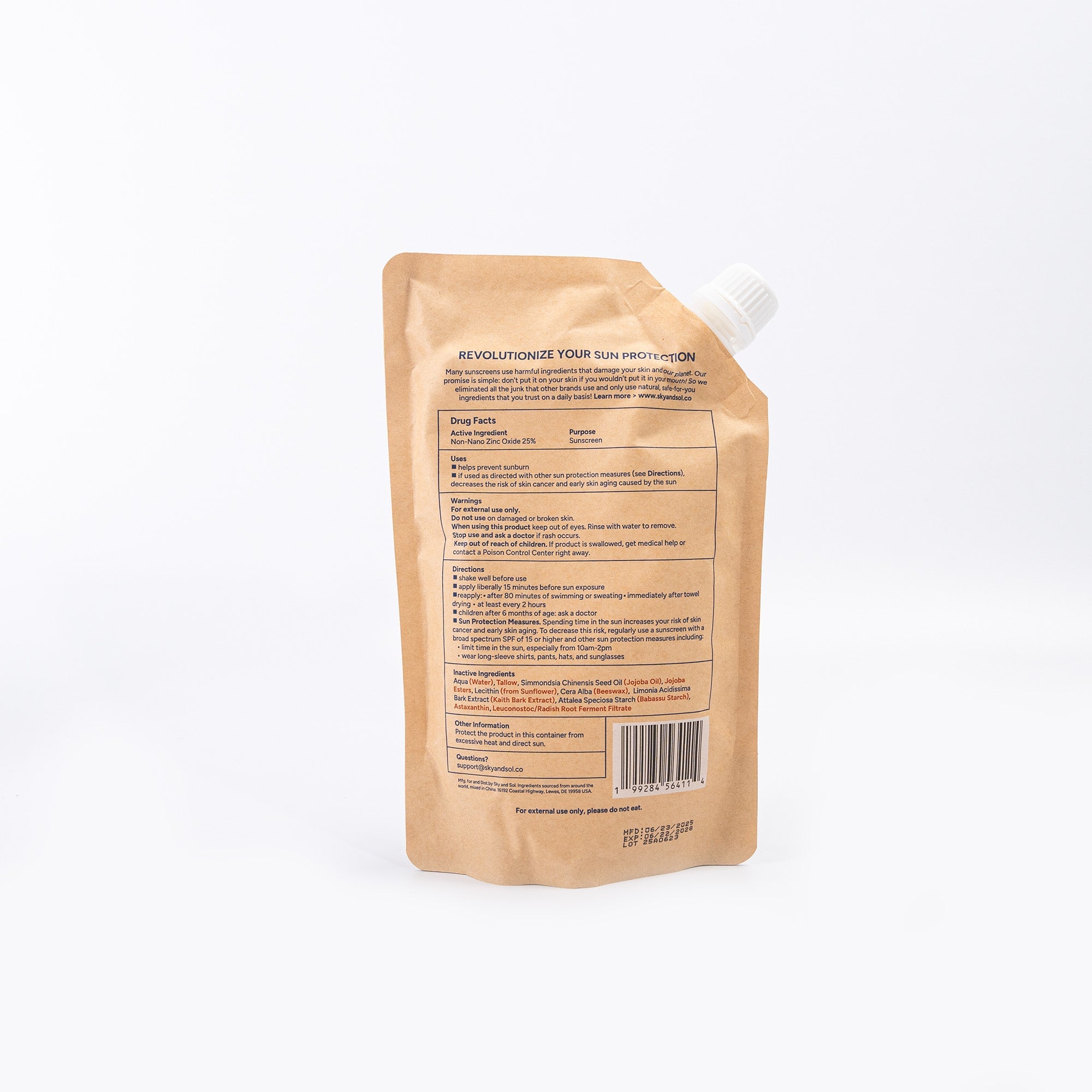 Face and Body Sunscreen Kraft Bag SPF 50 - 500g - Sky and Sol