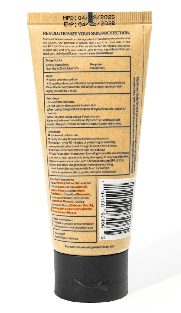 Sky and Sol Face and Body Sunscreen SPF 30 - Sky and Sol