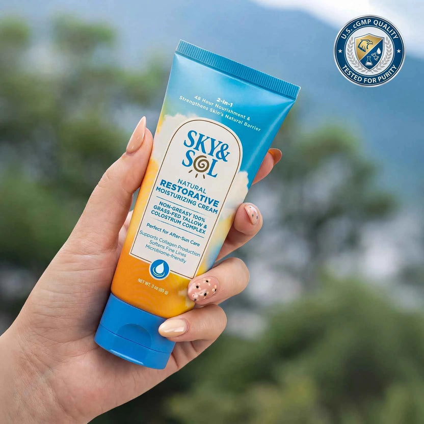 Sky and Sol The Everything Cream tube held outdoors, representing the Sky and Sol The Everything Cream Review